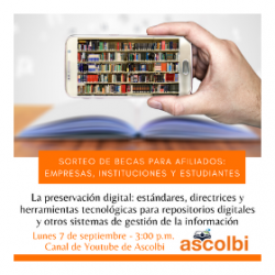 ¡No te pierdas el sorteo de la Beca del Curso en línea La preservación digital: estándares, directrices y herramientas tecnológicas para repositorios digitales y otros sistemas de gestión de la información! ¡No te pierdas el sorteo de la Beca del Curso en línea La preservación digital: estándares, directrices y herramientas tecnológicas para repositorios digitales y otros sistemas de gestión de la información!